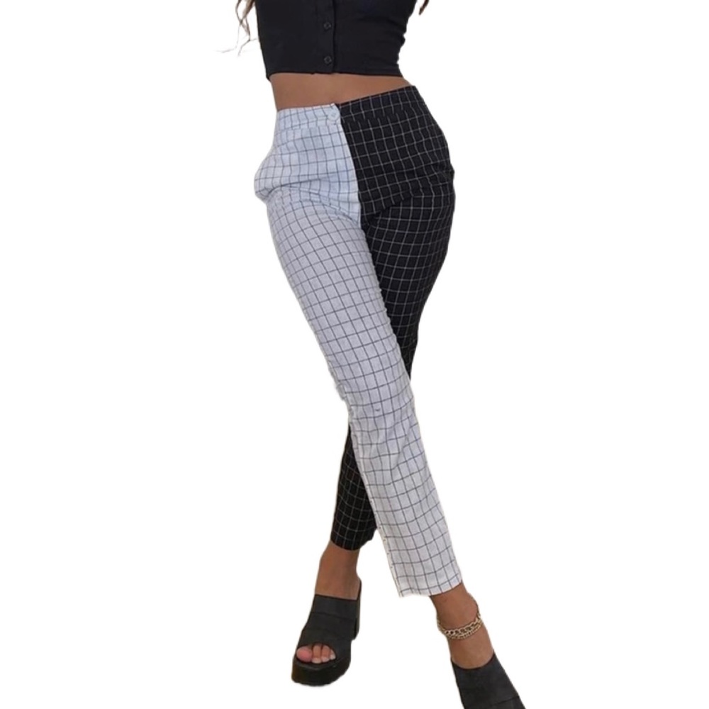 Princess Polly In 2 Minds Trouser Pants Size 10 Checkered Black White Wide Leg